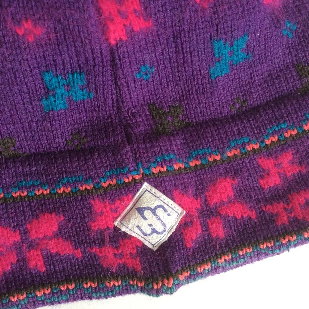 Merkley Vintage 100% Virgin Wool/Cotton Lined Tassel Rounded Crown Ski Hat OS